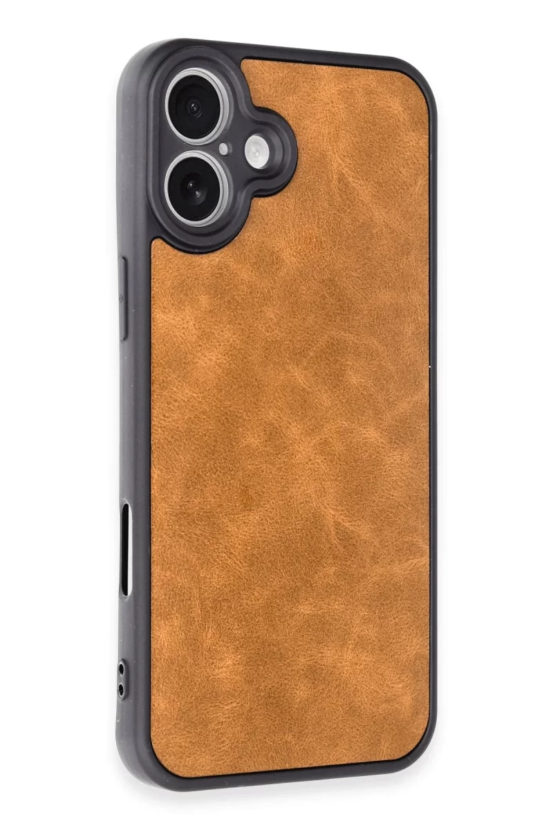 Newface Apple iPhone 16 Plus Kılıf Aras Deri Kapak - Taba