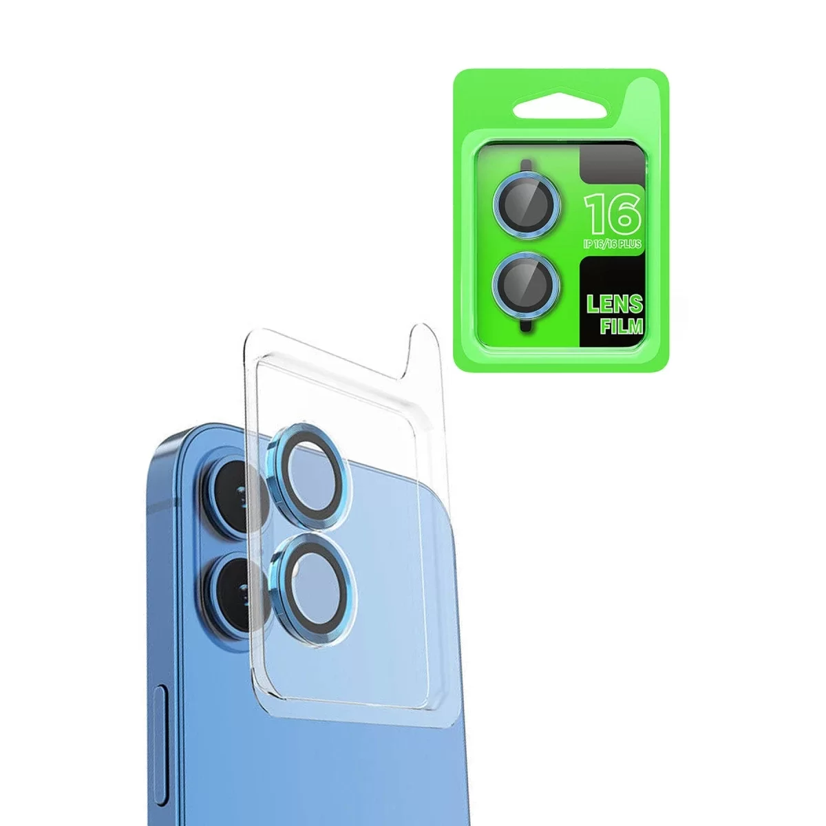Newface Apple iPhone 16 Plus Raze Metal Kamera Lens - Lacivert