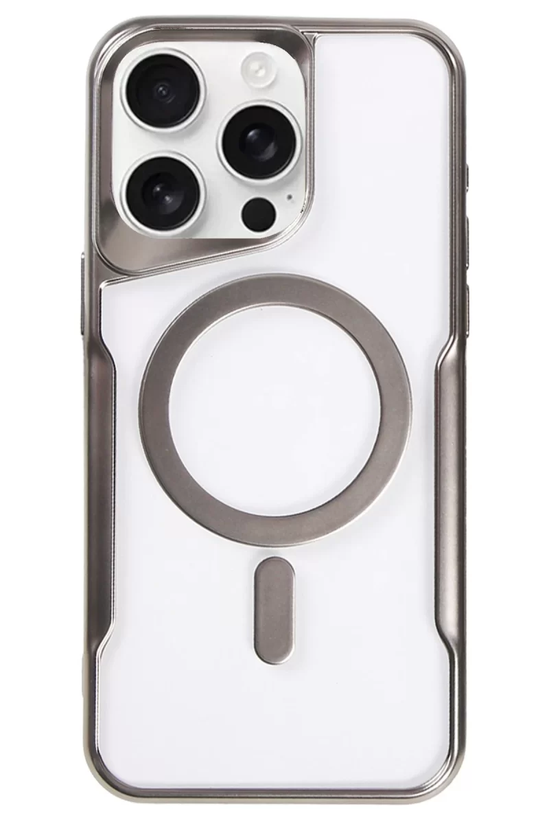 Newface Apple iPhone 16 Pro Max Kılıf Boyi Magsafe Silikon Kapak - Titan Gri