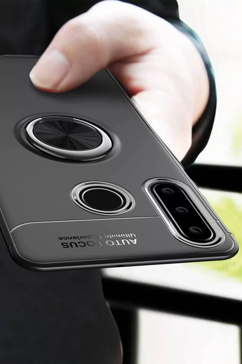 Newface Huawei Y6P Kılıf Range Yüzüklü Silikon - Siyah