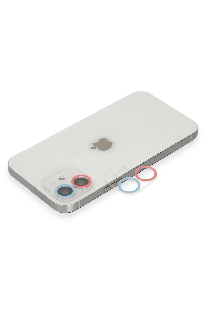 Newface Apple iPhone 11 Renkli Kamera Lens Koruma Cam - Pembe-Mavi