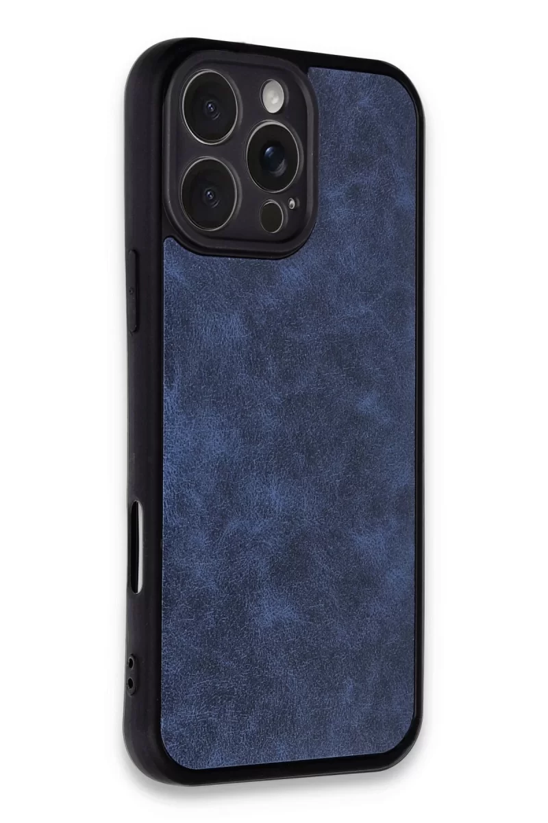 Newface Apple iPhone 16 Pro Kılıf Aras Deri Kapak - Lacivert