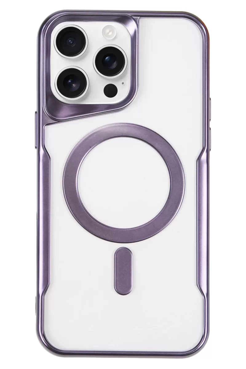 Newface Apple iPhone 16 Pro Max Kılıf Boyi Magsafe Silikon Kapak - Derin Mor