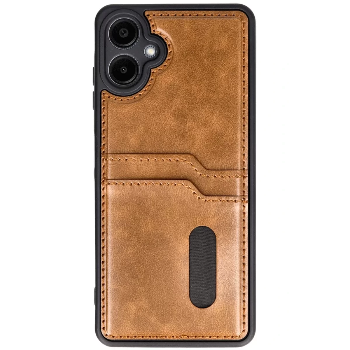 Newface Samsung Galaxy A06 Kılıf Sara Kartvizitli Deri Kılıf - Taba