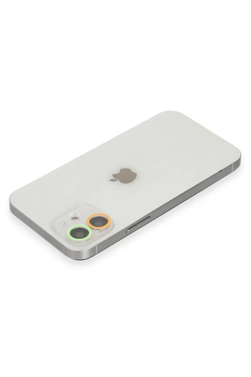 Newface Apple iPhone 11 Renkli Kamera Lens Koruma Cam - Turuncu-Yeşil