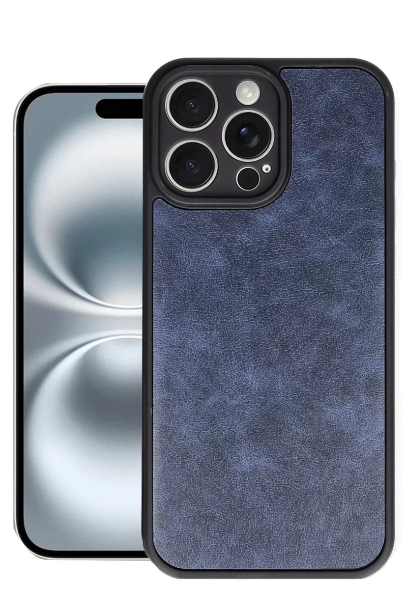 Newface Apple iPhone 16 Pro Max Kılıf Aras Deri Kapak - Lacivert