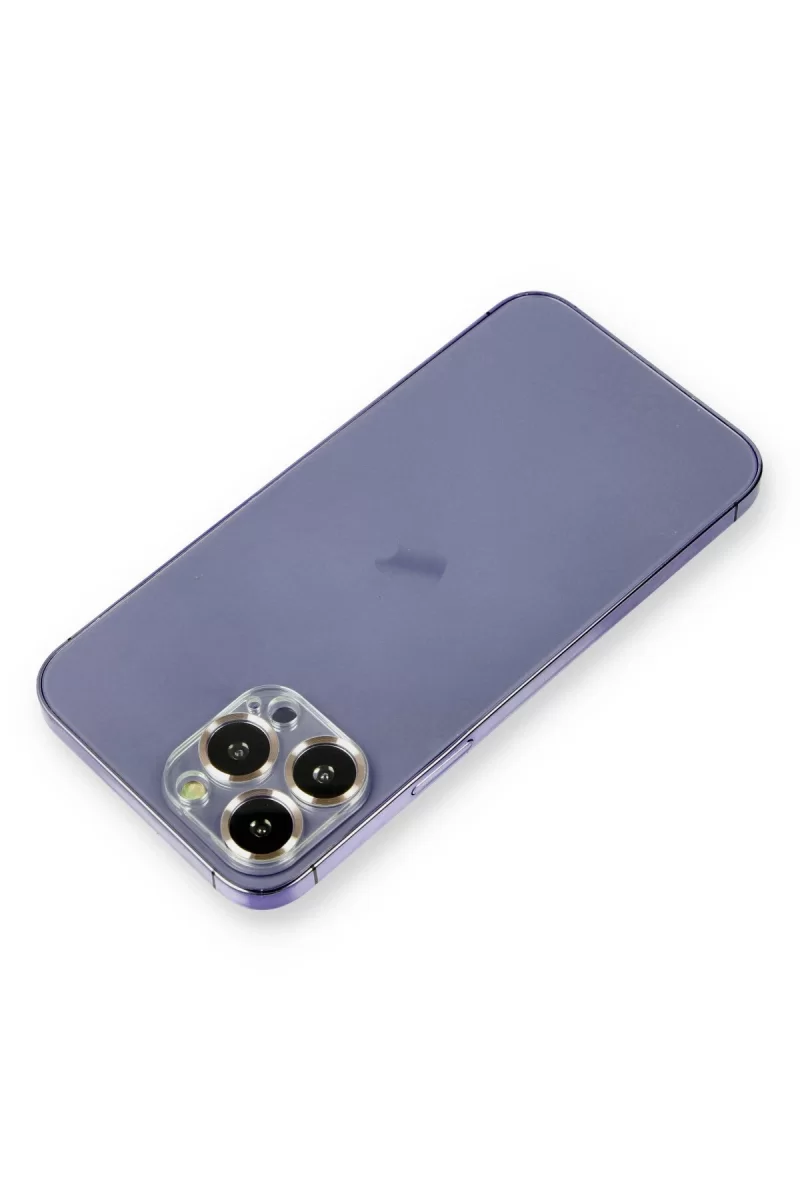 Newface Apple iPhone 12 Pro Metal Kamera Lens Koruma Cam - Gold