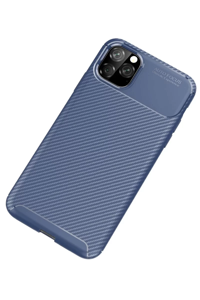 Newface Apple iPhone 11 Pro Kılıf Auto Focus Karbon Kapak - Lacivert