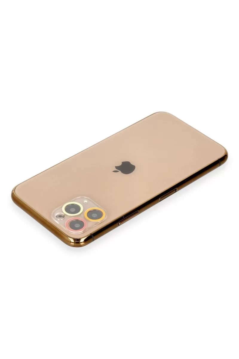 Newface Apple iPhone 11 Pro Renkli Kamera Lens Koruma Cam - Turuncu-Kırmızı