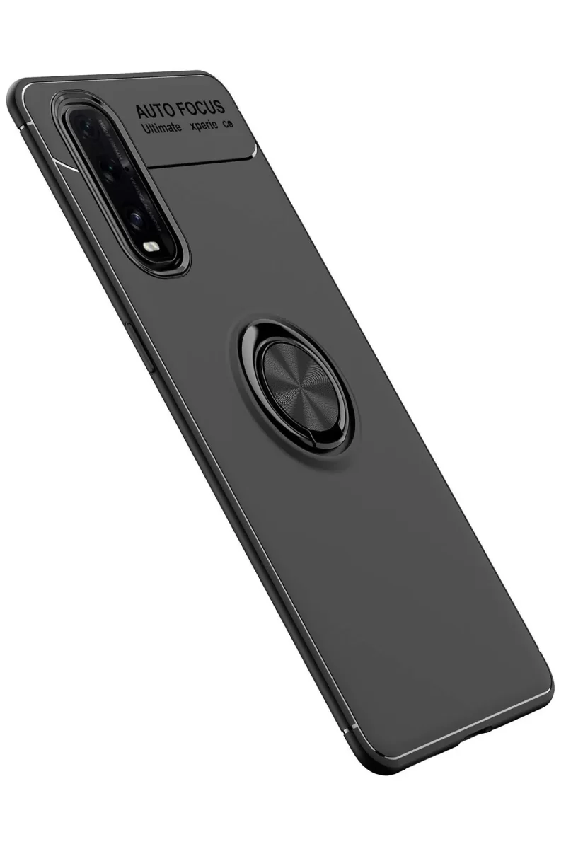 Newface Oppo Find X2 Kılıf Range Yüzüklü Silikon - Siyah