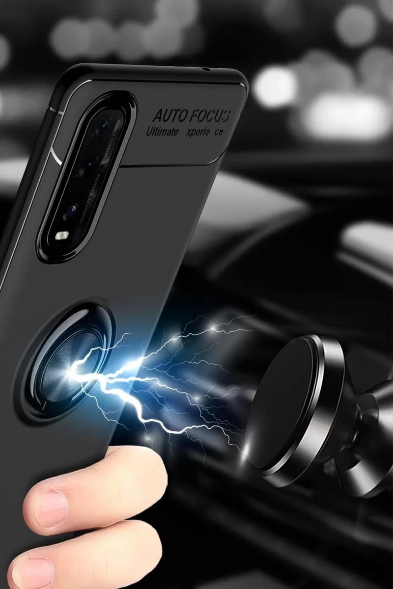 Newface Oppo Find X2 Kılıf Range Yüzüklü Silikon - Siyah