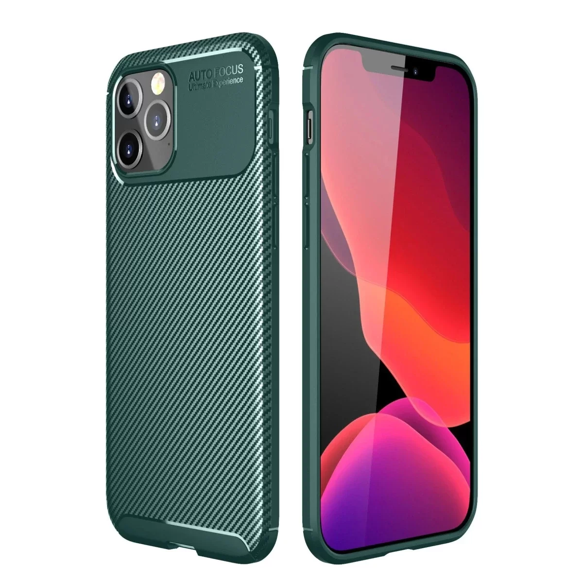 Newface Apple iPhone 11 Pro Kılıf Auto Focus Karbon Kapak - Yeşil