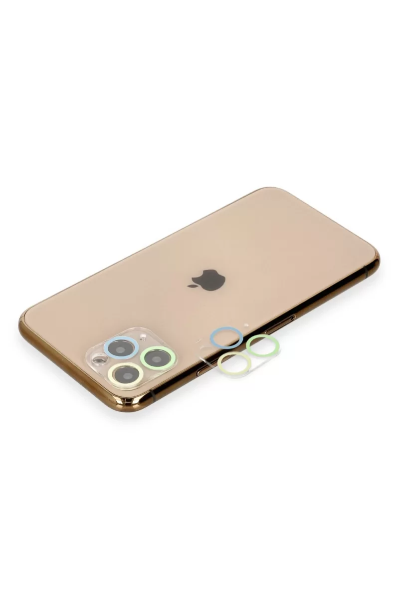 Newface Apple iPhone 11 Pro Renkli Kamera Lens Koruma Cam - Yeşil-Sarı