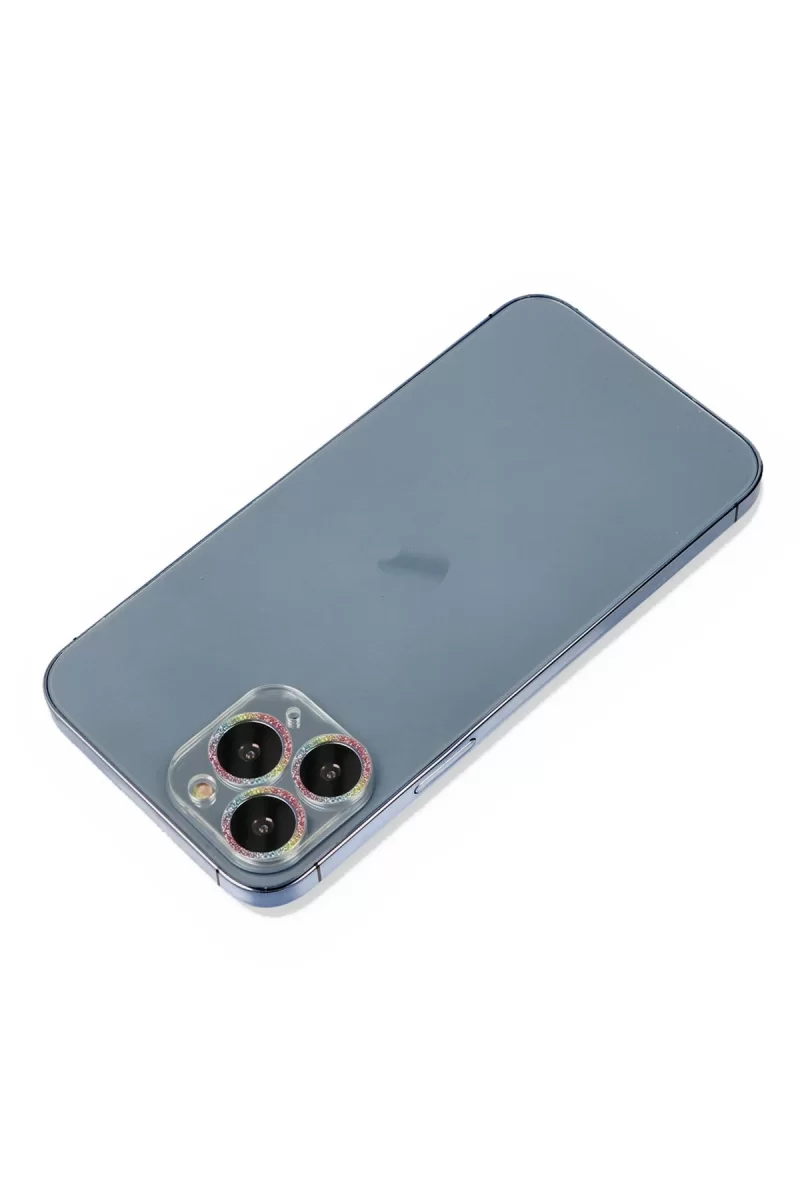 Newface Apple iPhone 11 Pro Shine Kamera Lens Koruma Cam - Rainbow