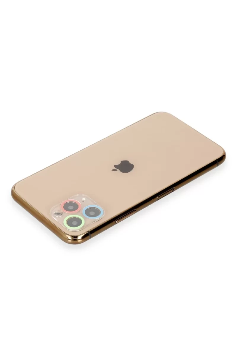 Newface Apple iPhone 11 Pro Renkli Kamera Lens Koruma Cam - Mavi-Yeşil