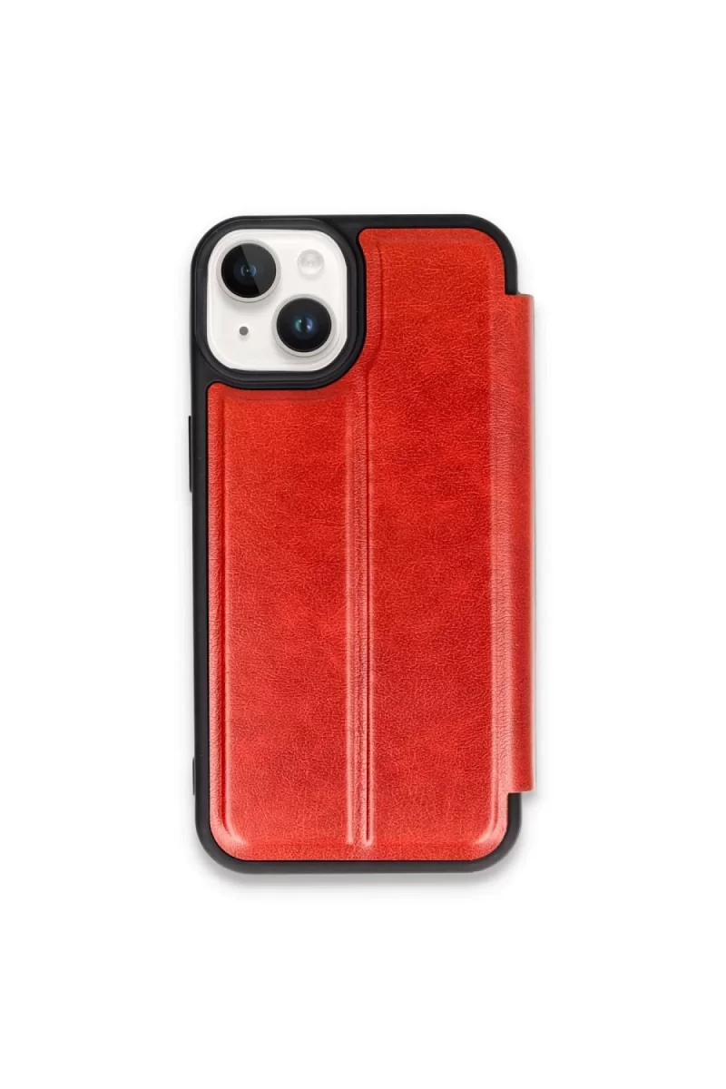 Newface Apple iPhone 15 Kılıf Flip Cover - Kırmızı
