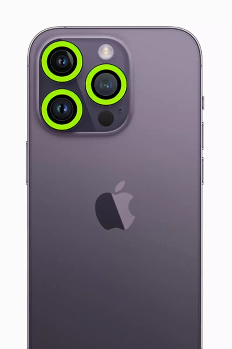 Newface Apple iPhone 12 Pro Neon Fosforlu Kamera Lens - Yeşil
