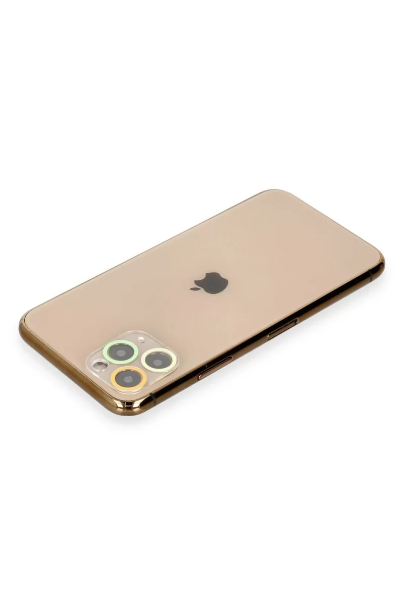 Newface Apple iPhone 11 Pro Renkli Kamera Lens Koruma Cam - Pembe-Mavi