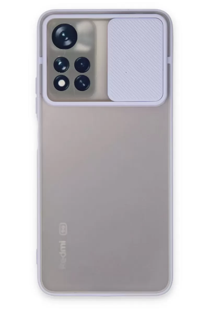 Newface Xiaomi Redmi Note 11 Pro Plus 5G Kılıf Palm Buzlu Kamera Sürgülü Silikon - Lila