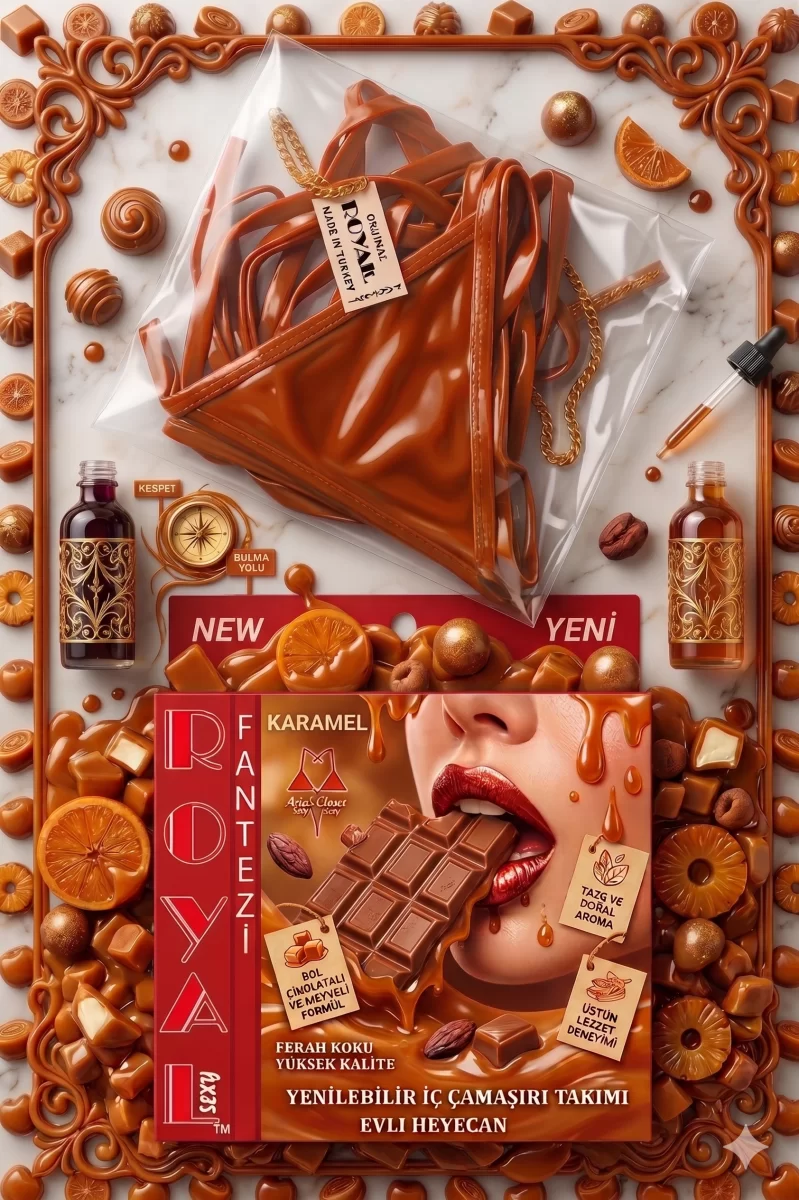 Fantezi Tüketilebilen Yenilebilir Karamel Aromalı İç Çamaşırı Takımı