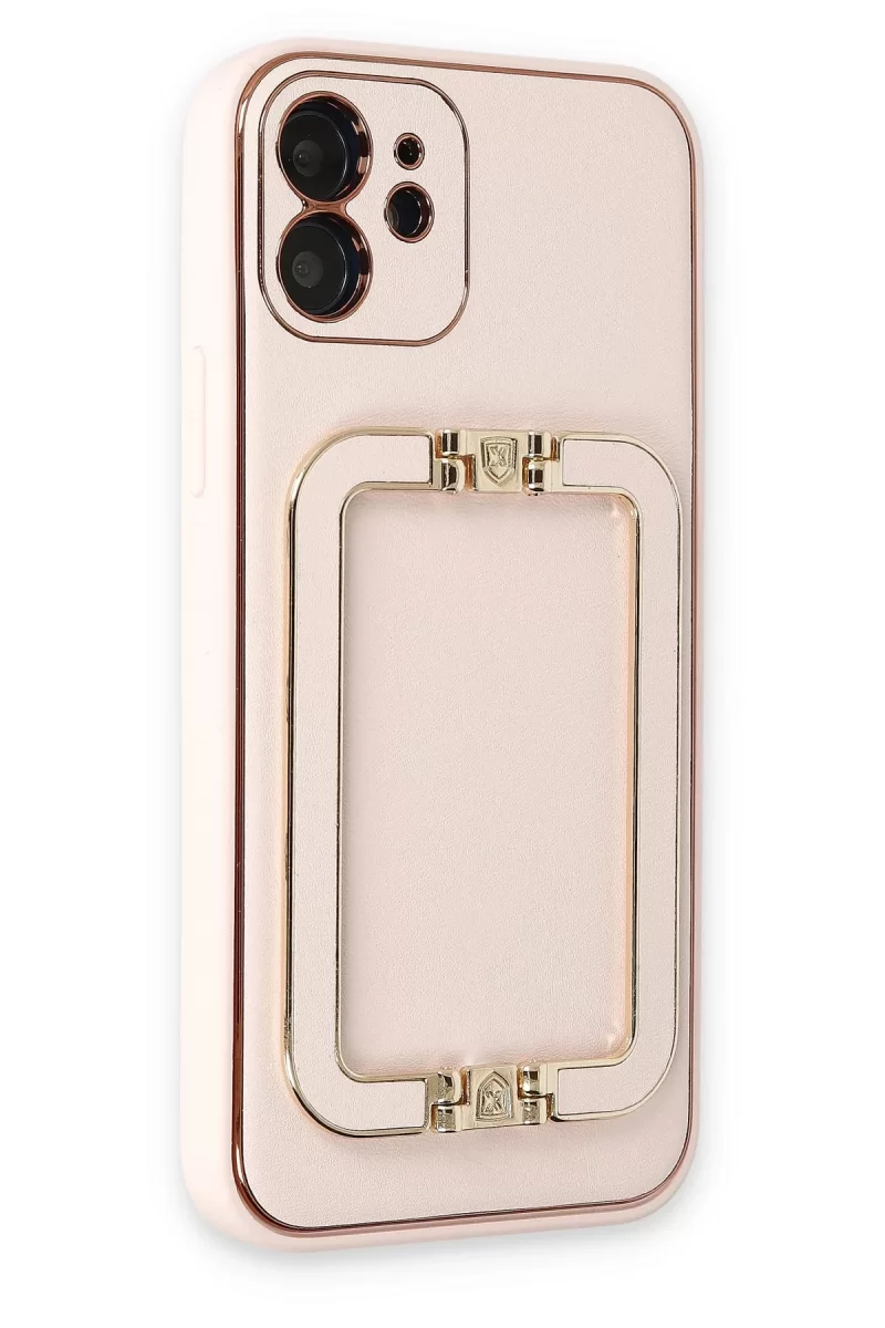 Newface Apple iPhone 12 Kılıf Coco Elit Kapak - Pudra