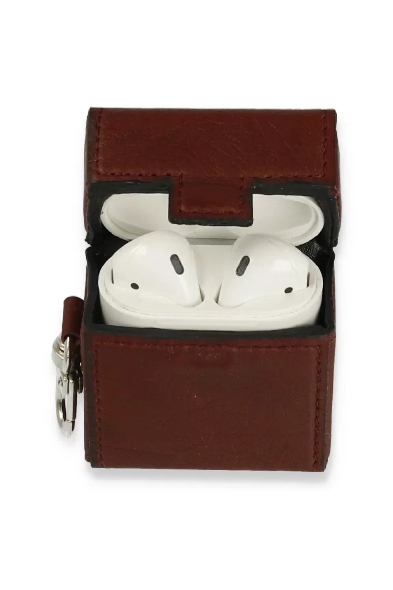 Newface Apple Airpods 2 (2.nesil) Deri Kılıf - Bordo