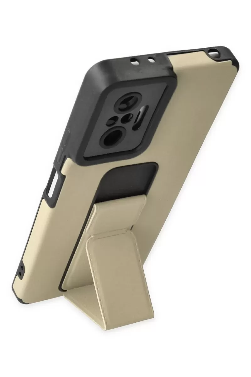 Newface Xiaomi Redmi Note 10 Pro Kılıf Mega Standlı Silikon - Gold