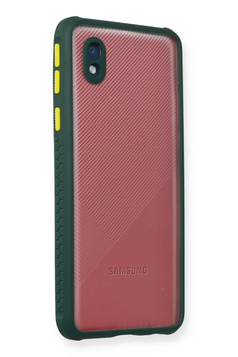Newface Samsung Galaxy A01 Core Kılıf Miami Şeffaf Silikon - Koyu Yeşil