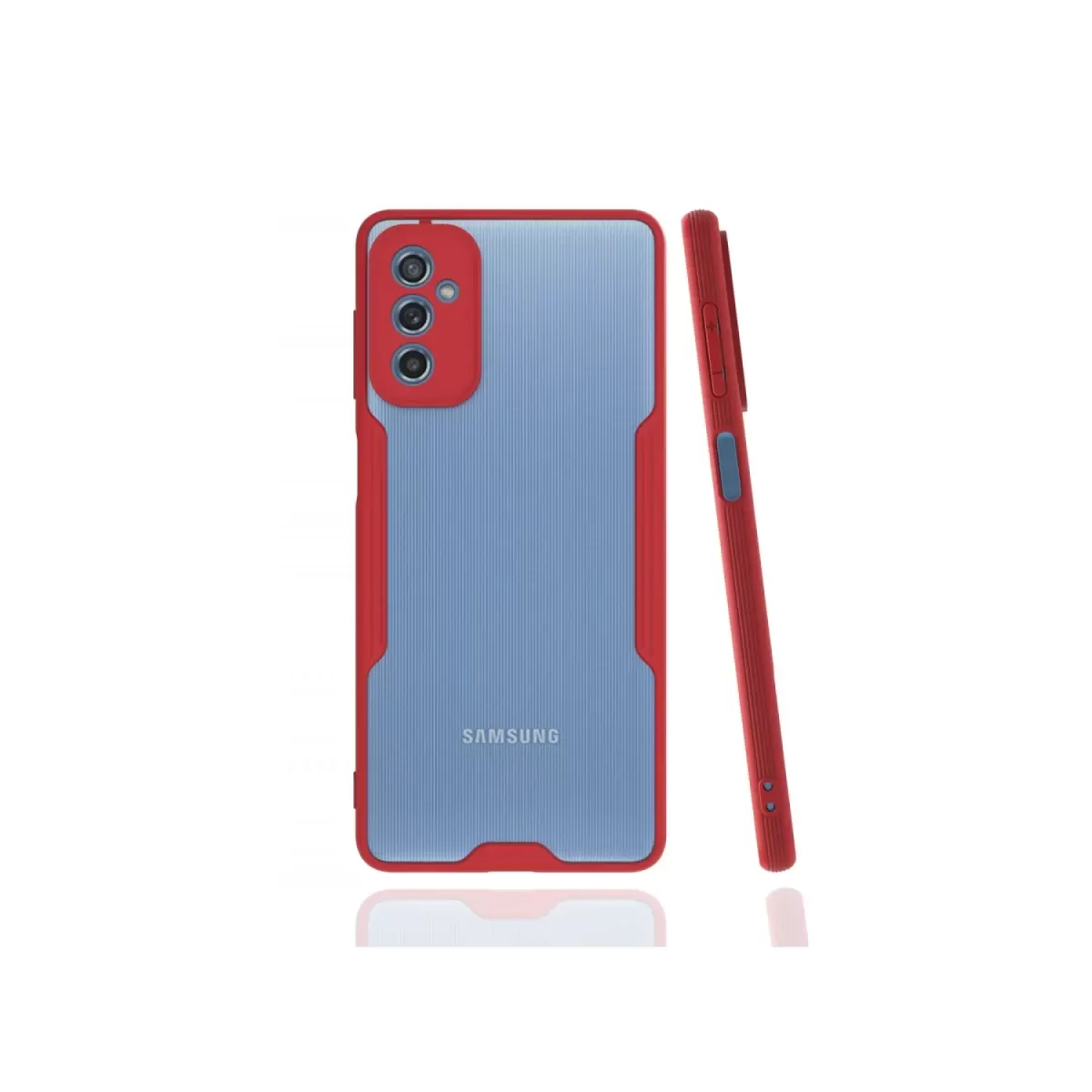 Newface Samsung Galaxy M52 5G Kılıf Platin Silikon - Kırmızı