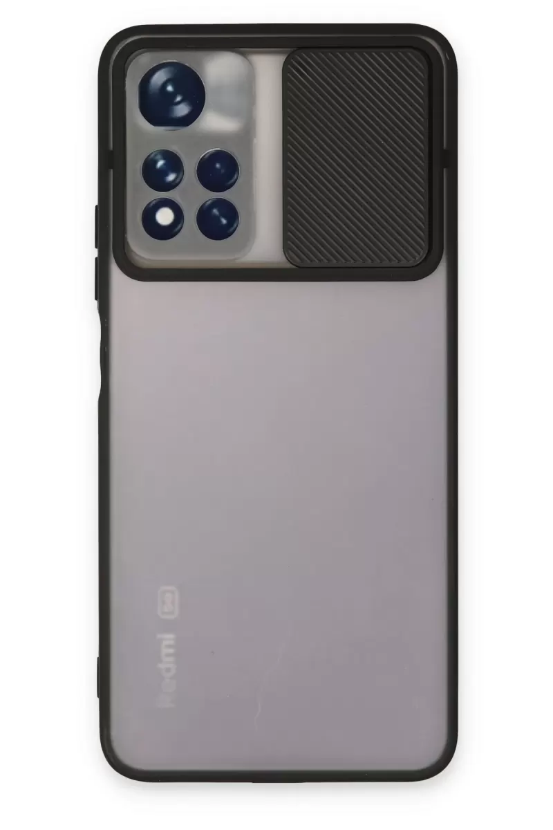 Newface Xiaomi Redmi Note 11T Kılıf Palm Buzlu Kamera Sürgülü Silikon - Siyah