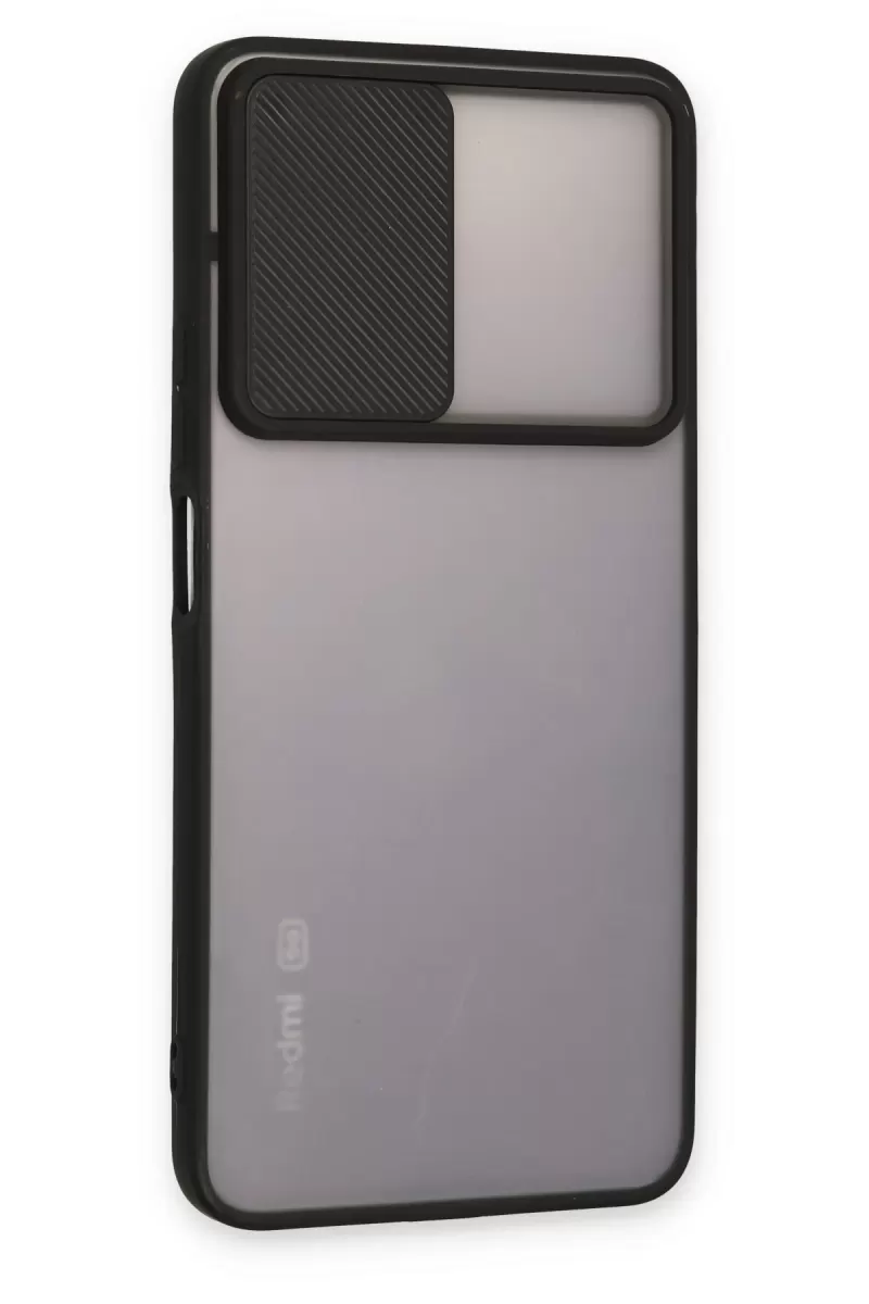Newface Xiaomi Redmi Note 11T Kılıf Palm Buzlu Kamera Sürgülü Silikon - Siyah