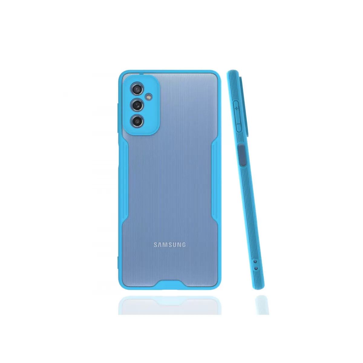 Newface Samsung Galaxy M52 5G Kılıf Platin Silikon - Mavi