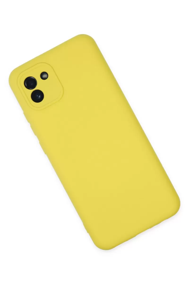 Newface Samsung Galaxy A03 Kılıf Nano içi Kadife Silikon - Sarı
