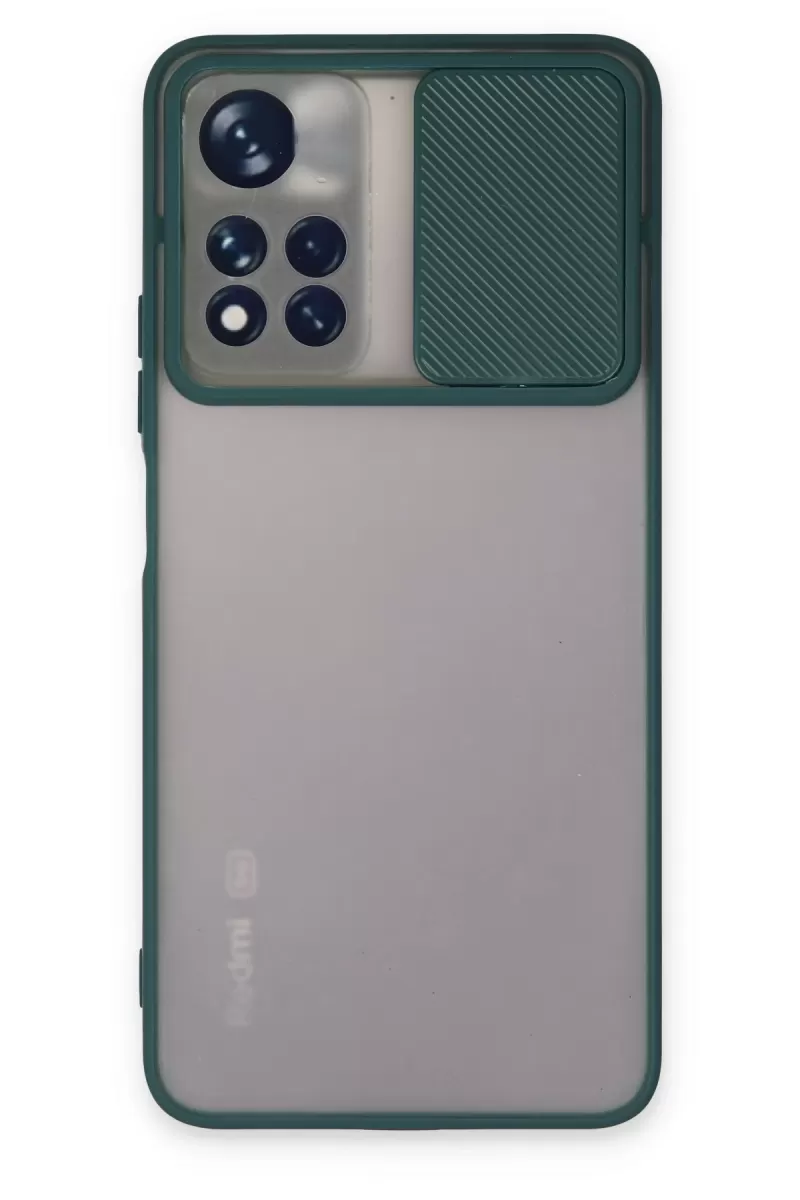 Newface Xiaomi Redmi Note 11T Kılıf Palm Buzlu Kamera Sürgülü Silikon - Yeşil