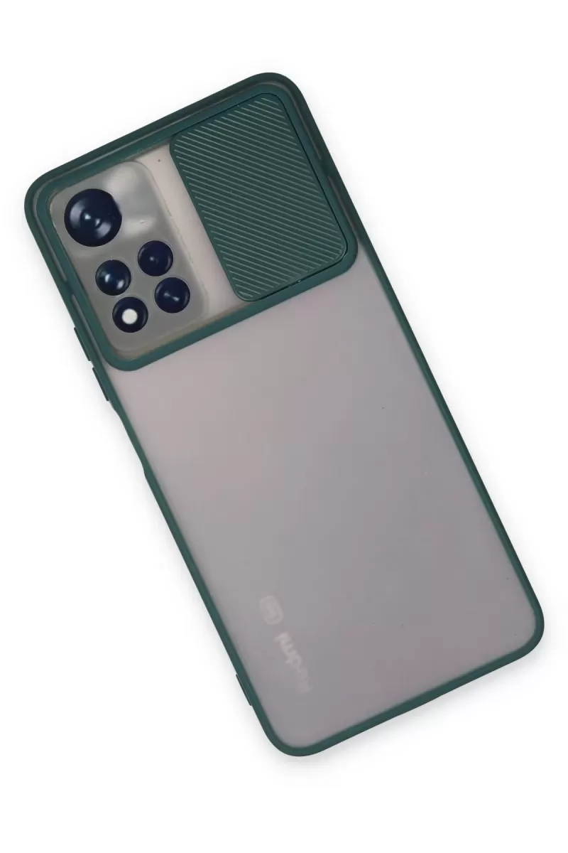 Newface Xiaomi Redmi Note 11T Kılıf Palm Buzlu Kamera Sürgülü Silikon - Yeşil