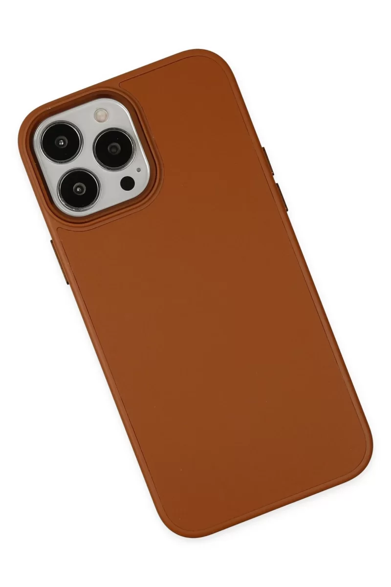 Newface Apple iPhone 13 Pro Kılıf Asya Deri Silikon - Kahverengi