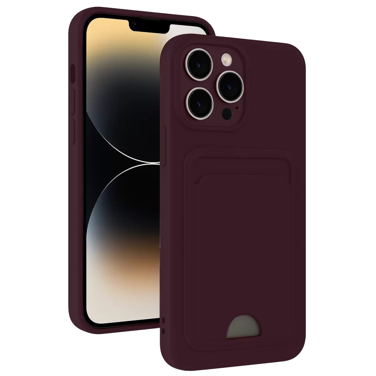 Newface Apple iPhone 13 Pro Max Kılıf Kelvin Kartvizitli Silikon - Derin Mor