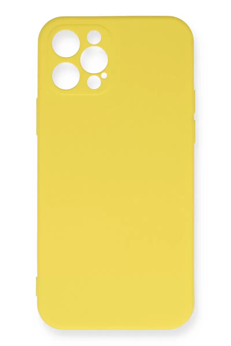 Newface Apple iPhone 12 Pro Max Kılıf Nano içi Kadife Silikon - Sarı