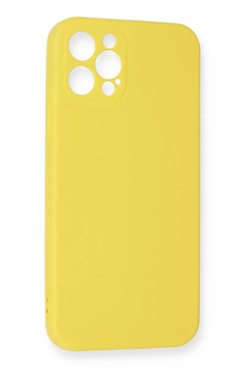 Newface Apple iPhone 12 Pro Max Kılıf Nano içi Kadife Silikon - Sarı