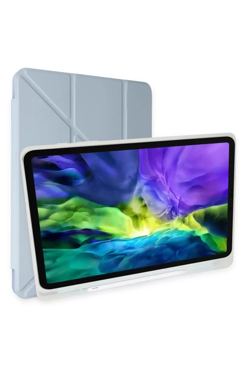 Newface Apple iPad Pro 12.9 (2021) Kılıf Kalemlikli Mars Tablet Kılıfı - Mavi