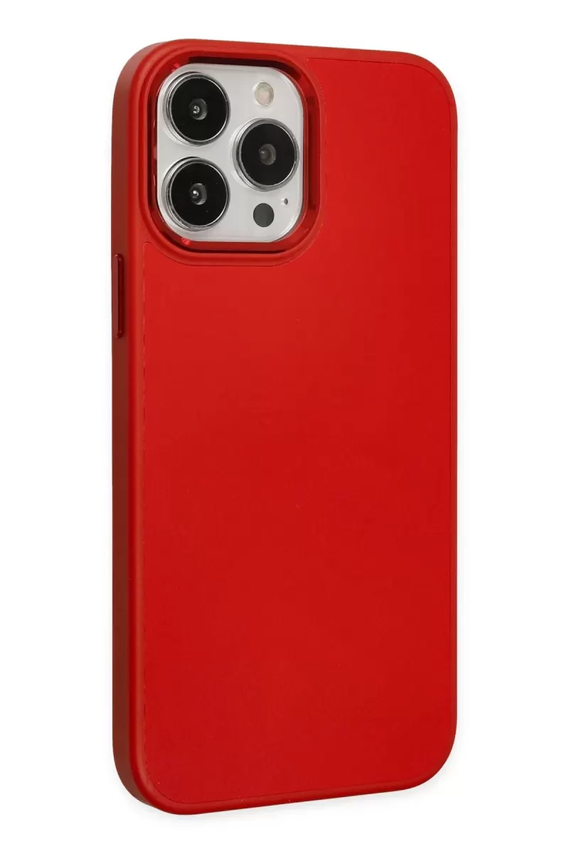 Newface Apple iPhone 13 Pro Max Kılıf Asya Deri Silikon - Kırmızı