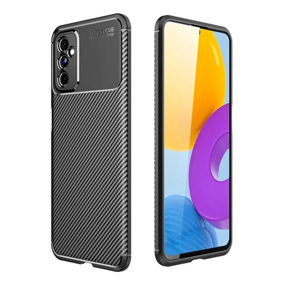 Newface Samsung Galaxy M52 5G Kılıf Auto Focus Karbon Kapak - Siyah