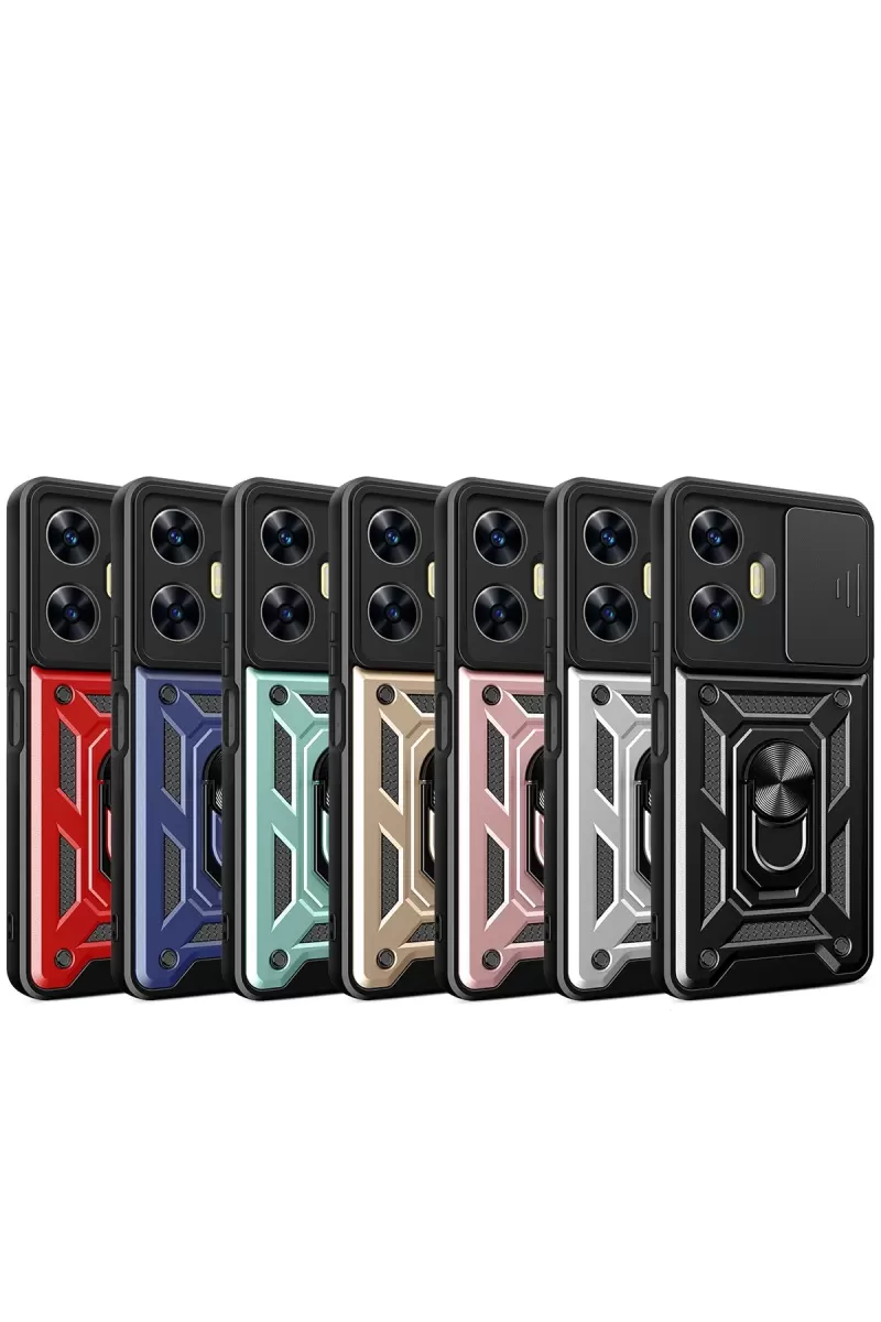Newface Realme C55 Kılıf Pars Lens Yüzüklü Silikon - Lacivert