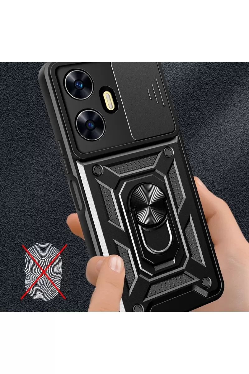 Newface Realme C55 Kılıf Pars Lens Yüzüklü Silikon - Lacivert