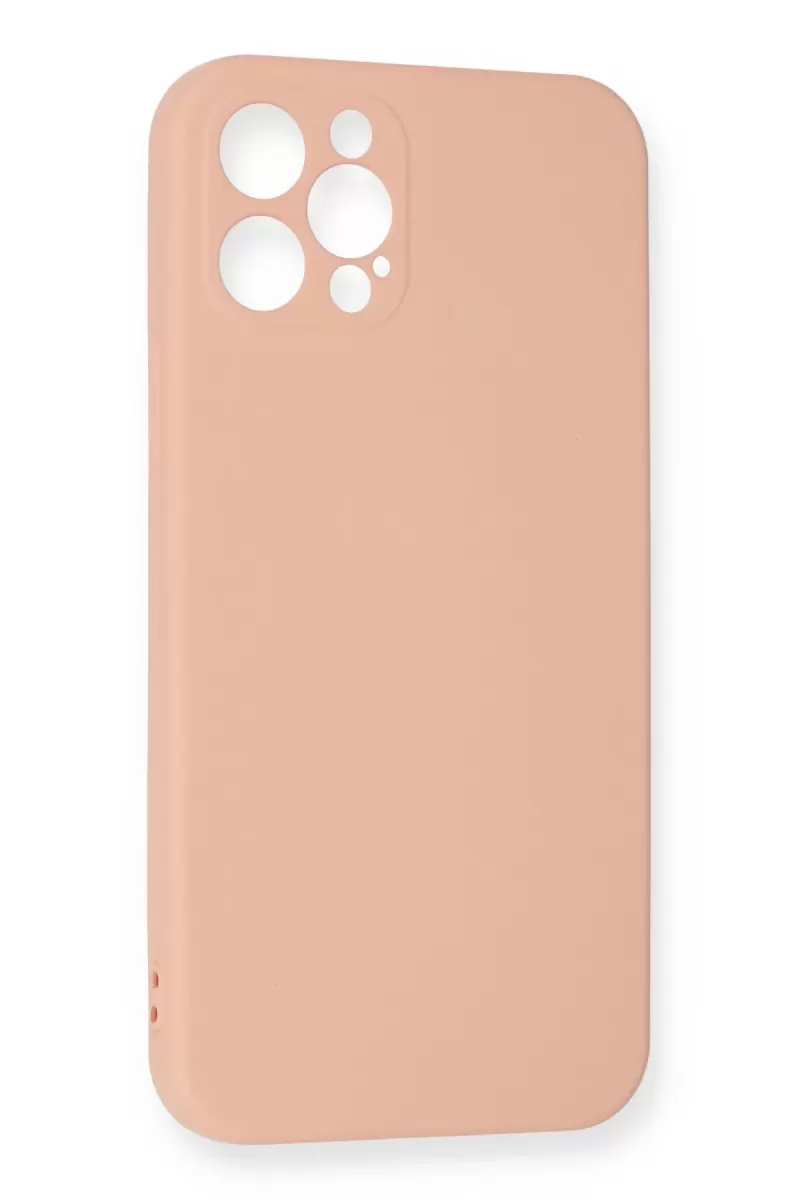 Newface Apple iPhone 12 Pro Max Kılıf Nano içi Kadife Silikon - Pudra