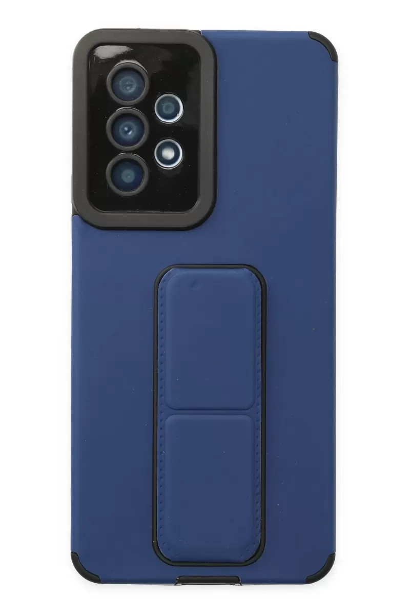 Newface Samsung Galaxy A53 5G Kılıf Mega Standlı Silikon - Mavi