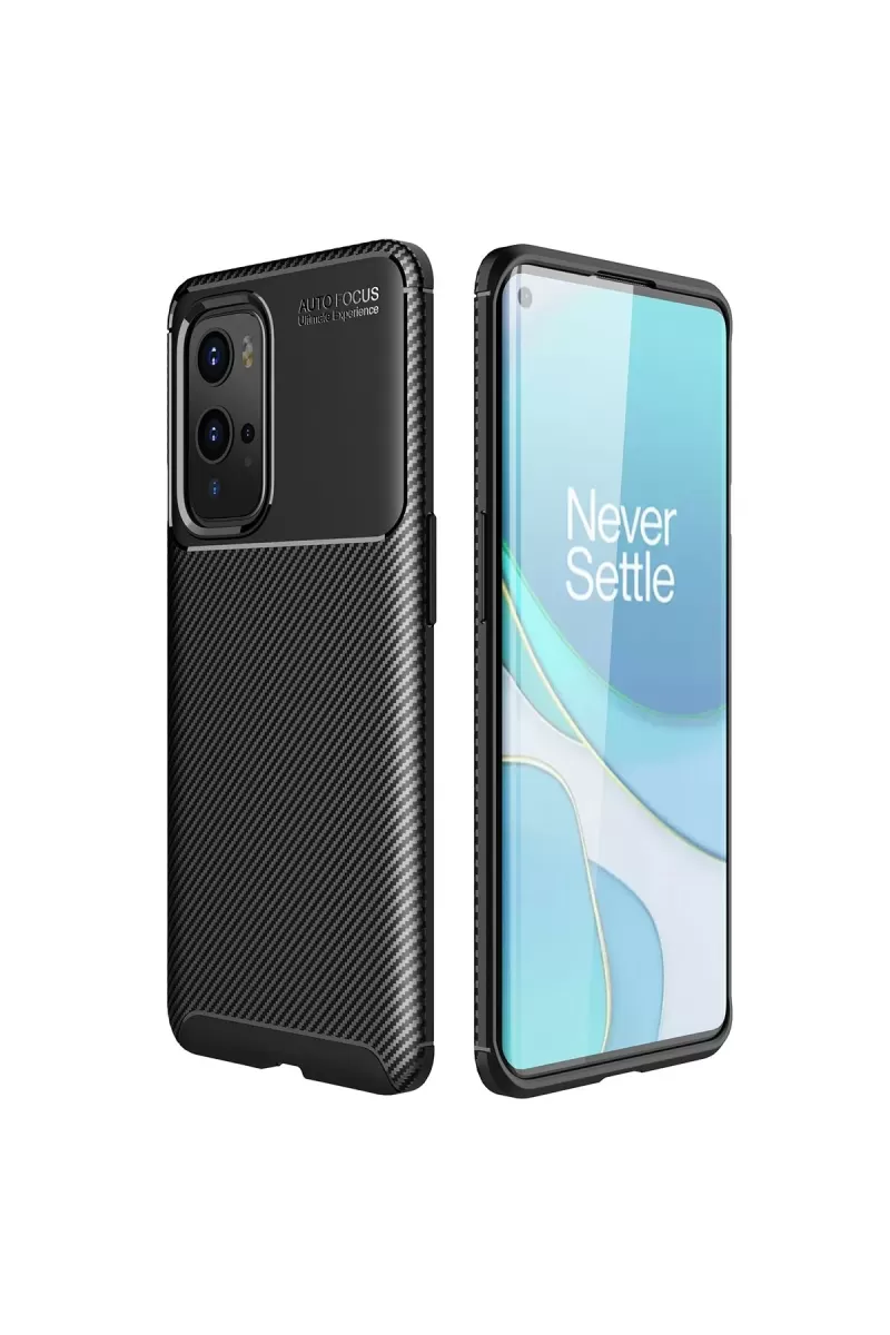 Newface One Plus 9 Pro Kılıf Auto Focus Karbon Kapak - Siyah