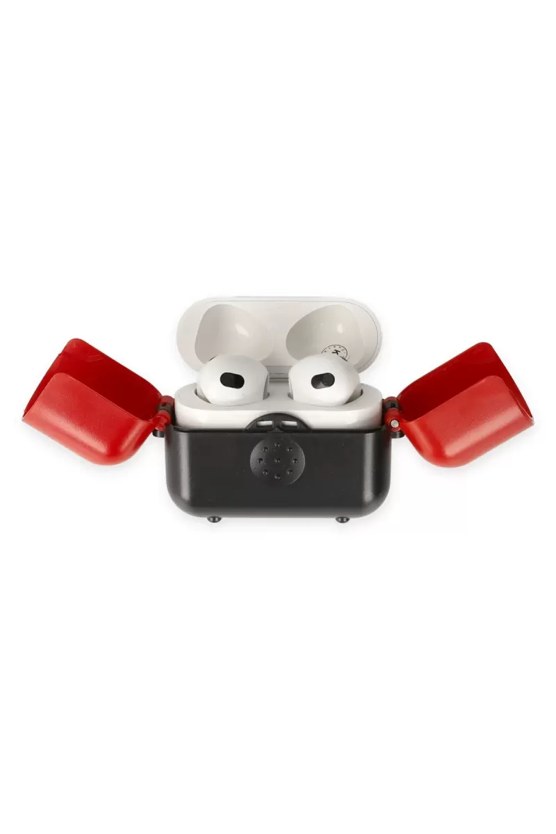 Newface Apple Airpods 3 (3.nesil) Basmalı Kılıf - Siyah-Kırmızı