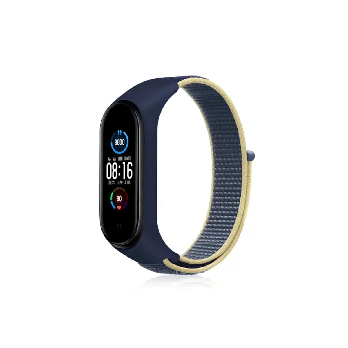 Newface Xiaomi Mi Band 4 Hasırlı Cırtcırtlı Kordon - Sarı-Lacivert