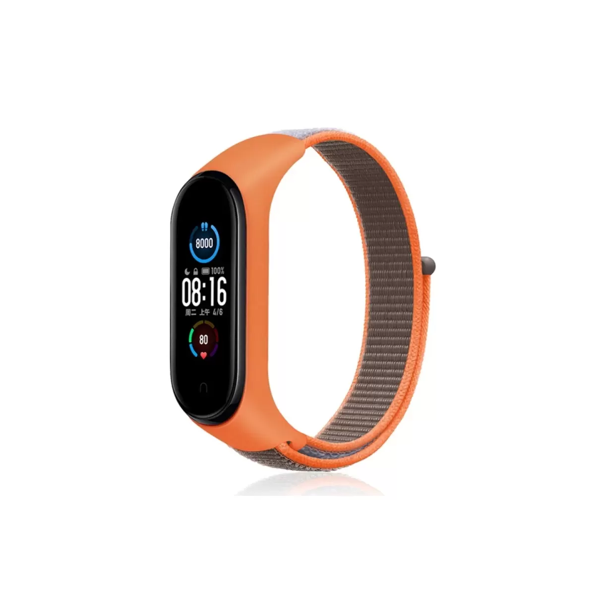 Newface Xiaomi Mi Band 4 Hasırlı Cırtcırtlı Kordon - Turuncu-Gri